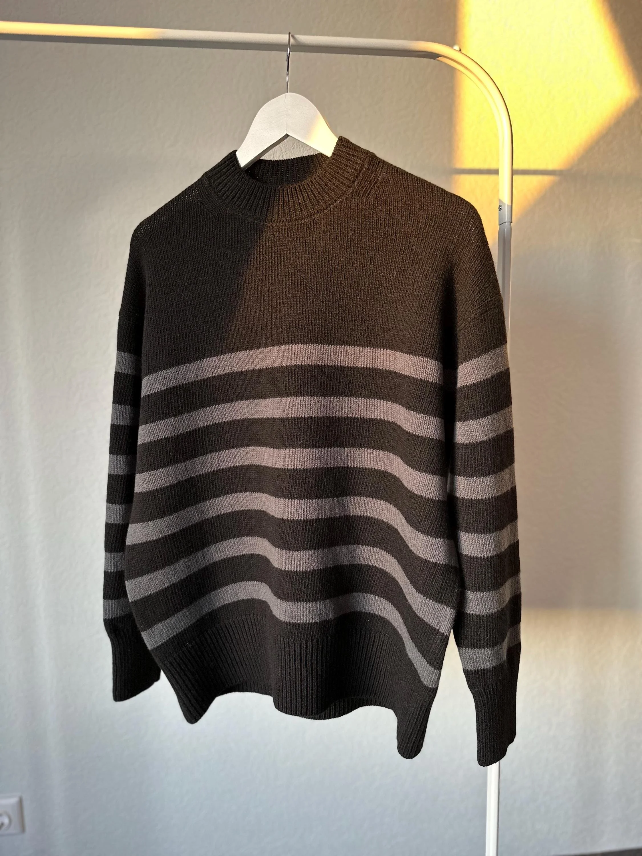 Merino Striped Oversized Sweater — Women’s Jumper - lifestyle styling view
