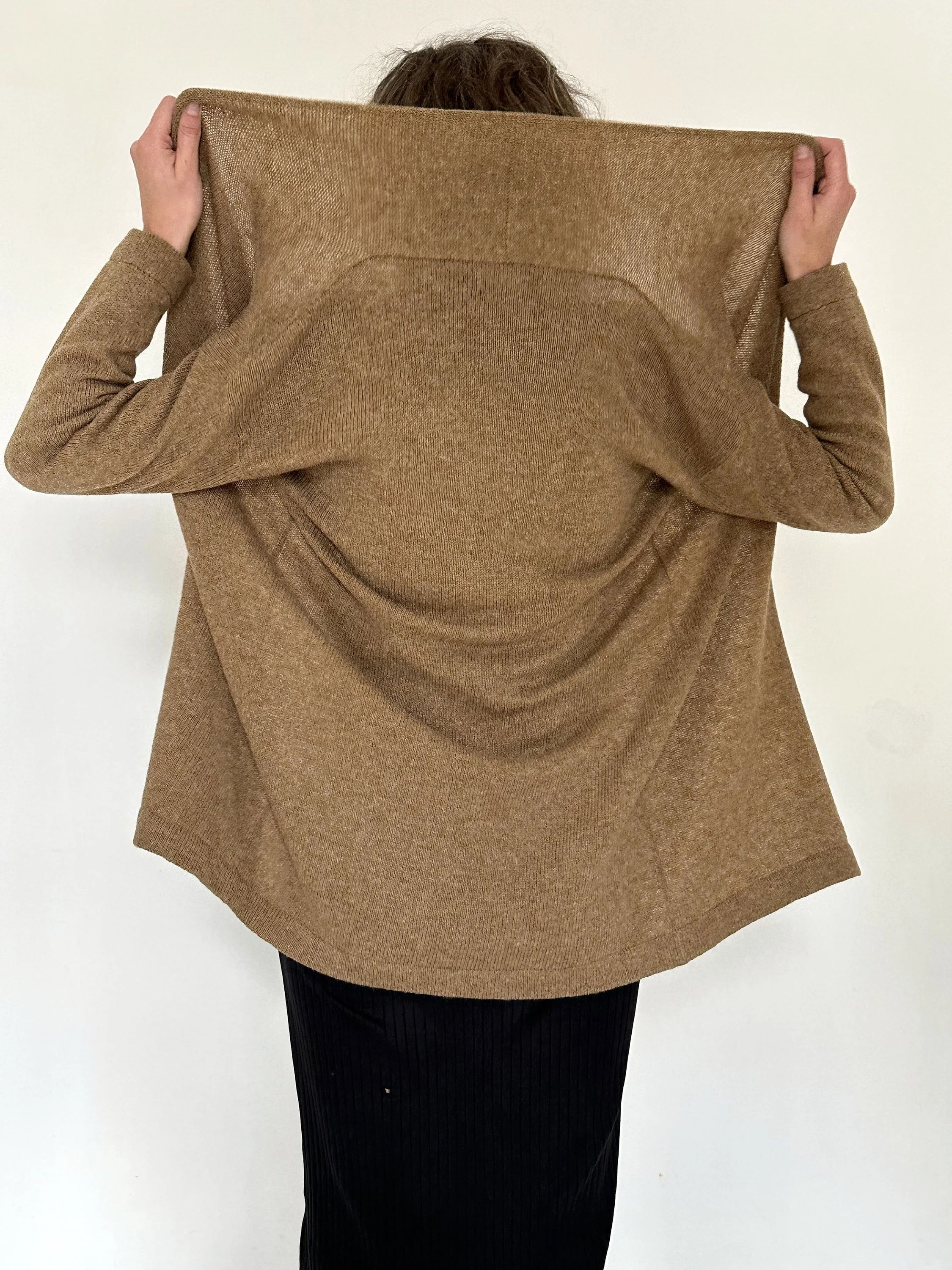 Long Wool Cardigan — Women’s Shawl Collar - additional view 3