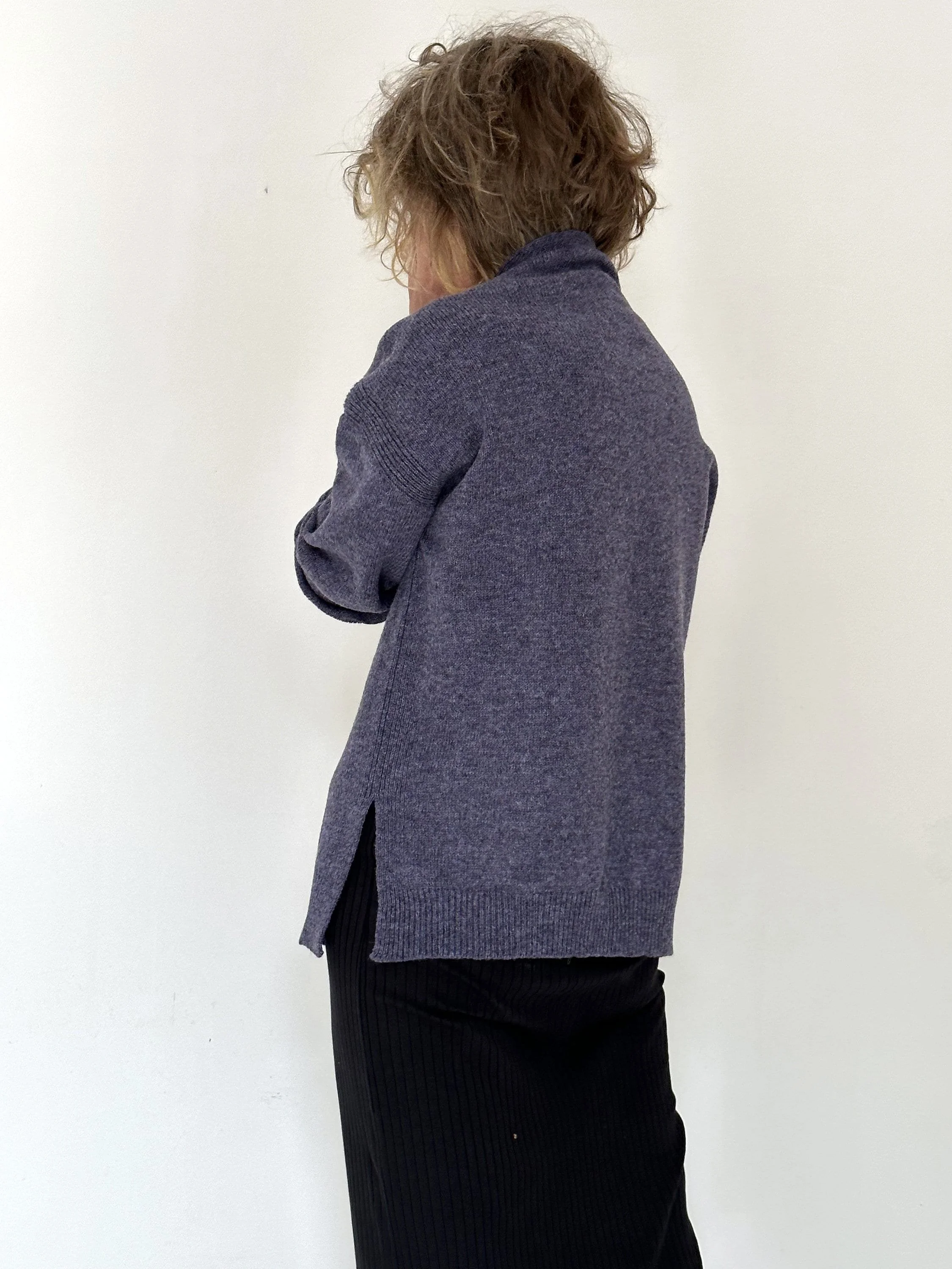 Open-Front Wool Cardigan — Women’s Side-Slit Knit - additional view 1