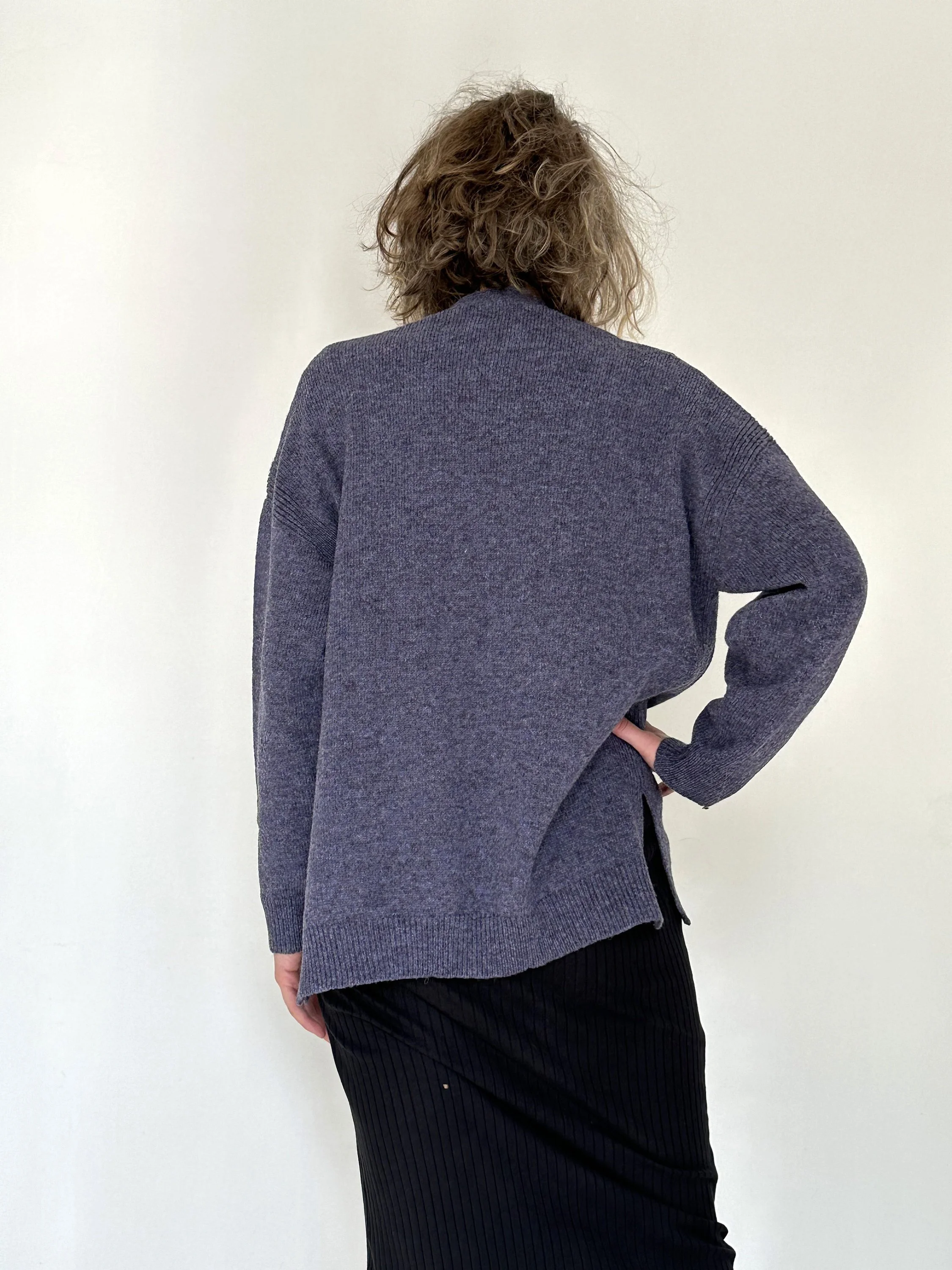 Open-Front Wool Cardigan — Women’s Side-Slit Knit - additional view 2