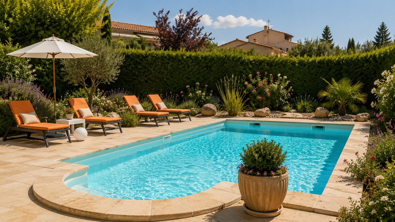 Piscine élégante au cœur du jardin