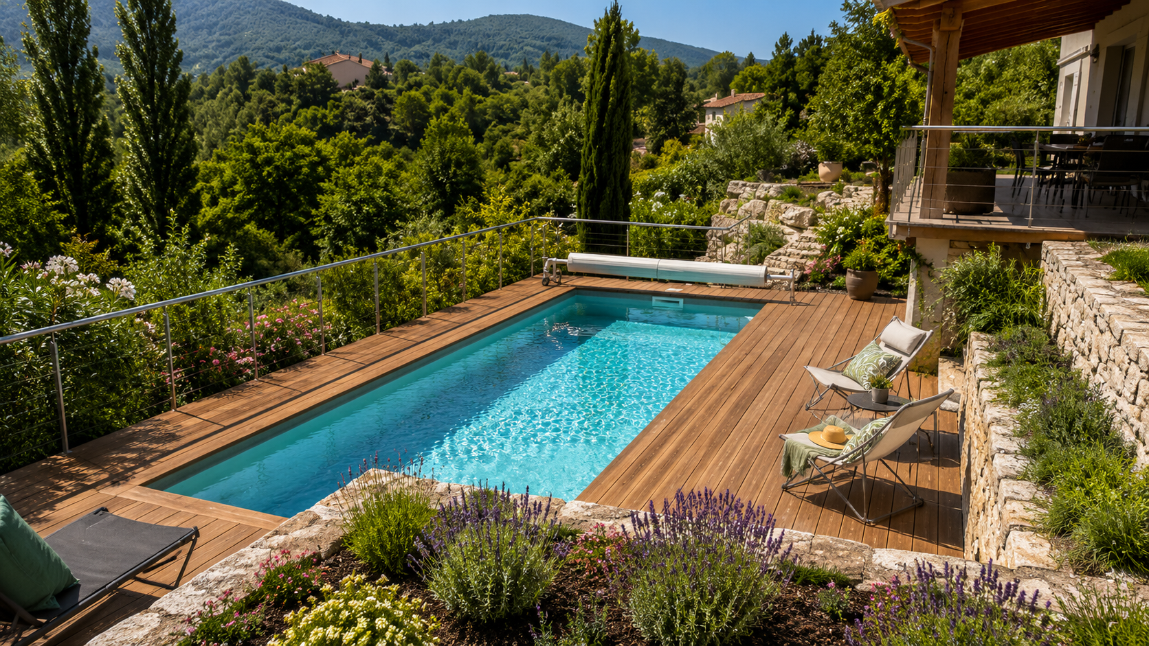 Piscine panoramique en pleine nature