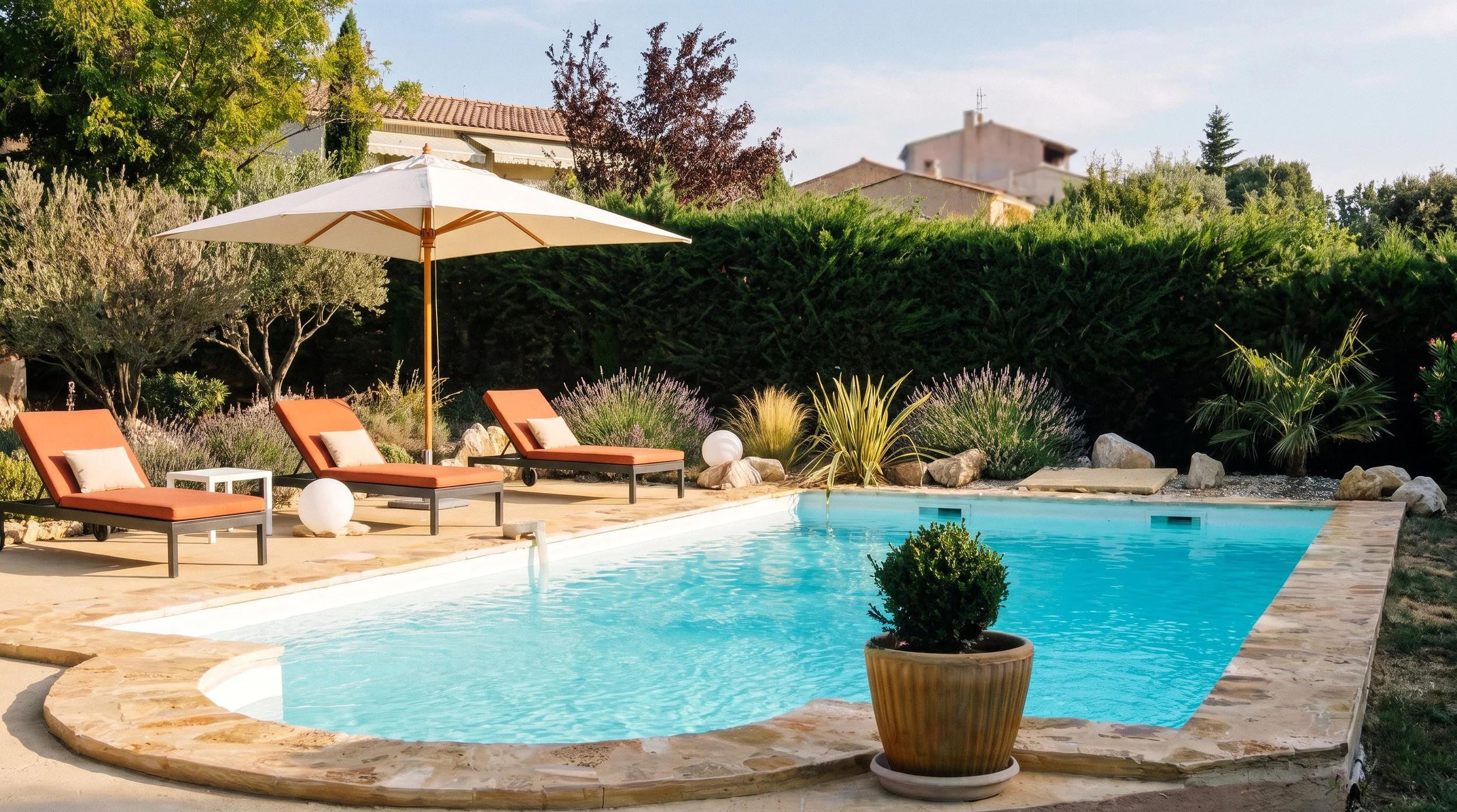 Piscine élégante au cœur du jardin