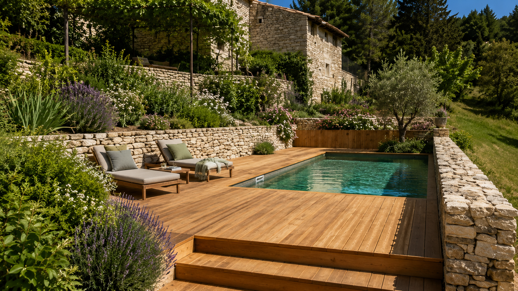 Piscine intimiste dans un jardin provençal