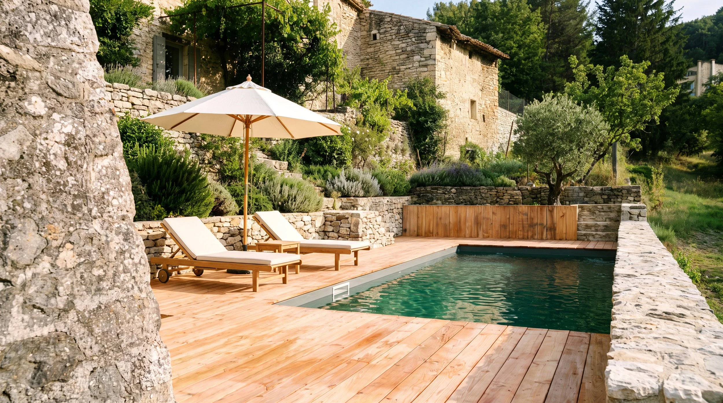 Piscine intimiste dans un jardin provençal