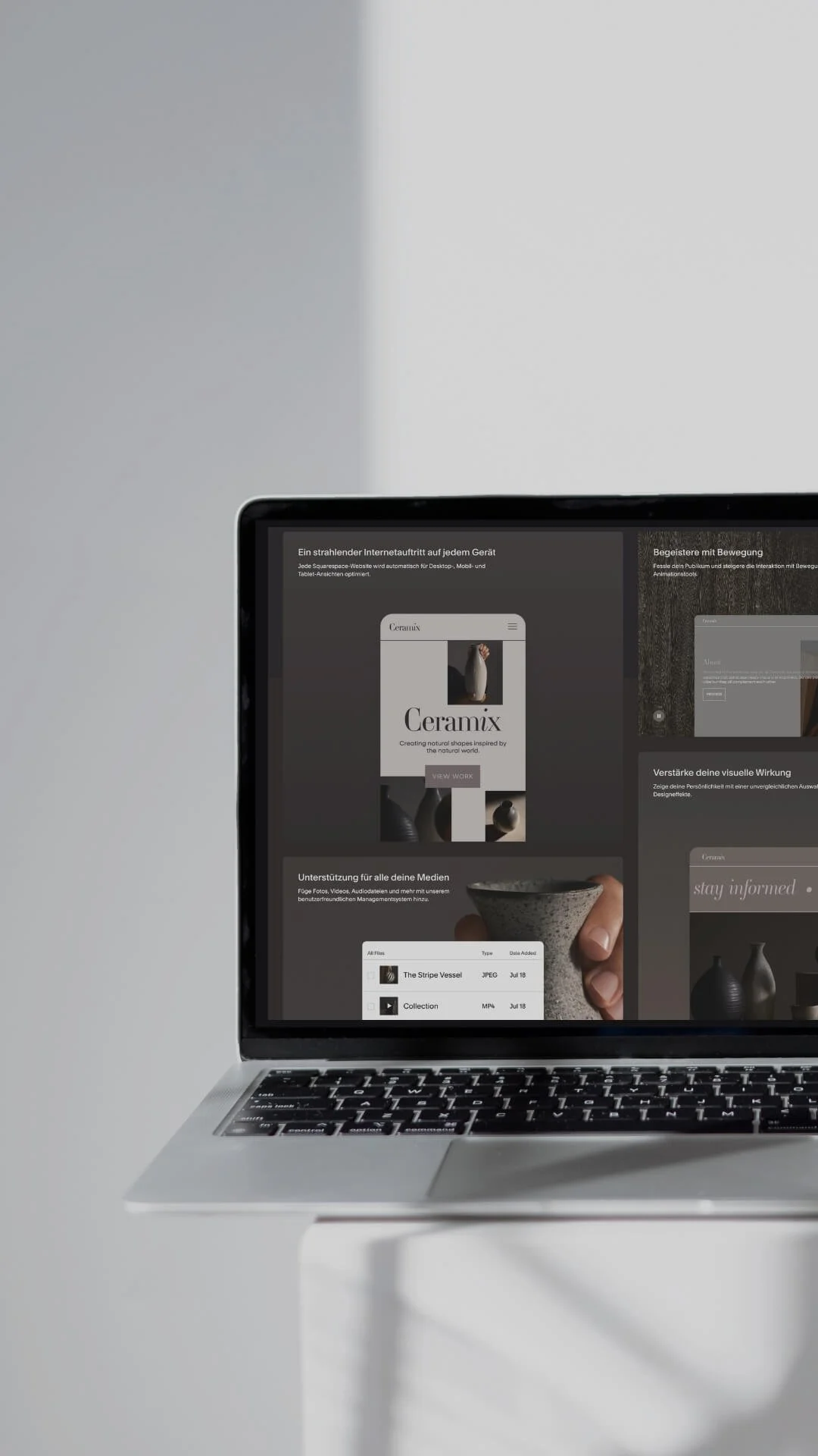 Ein Laptop mit einer Squarespace Webseite auf dem Bildschirm | Sitewise Webdesign | Squarespace Website Management | Frankfurt am Main