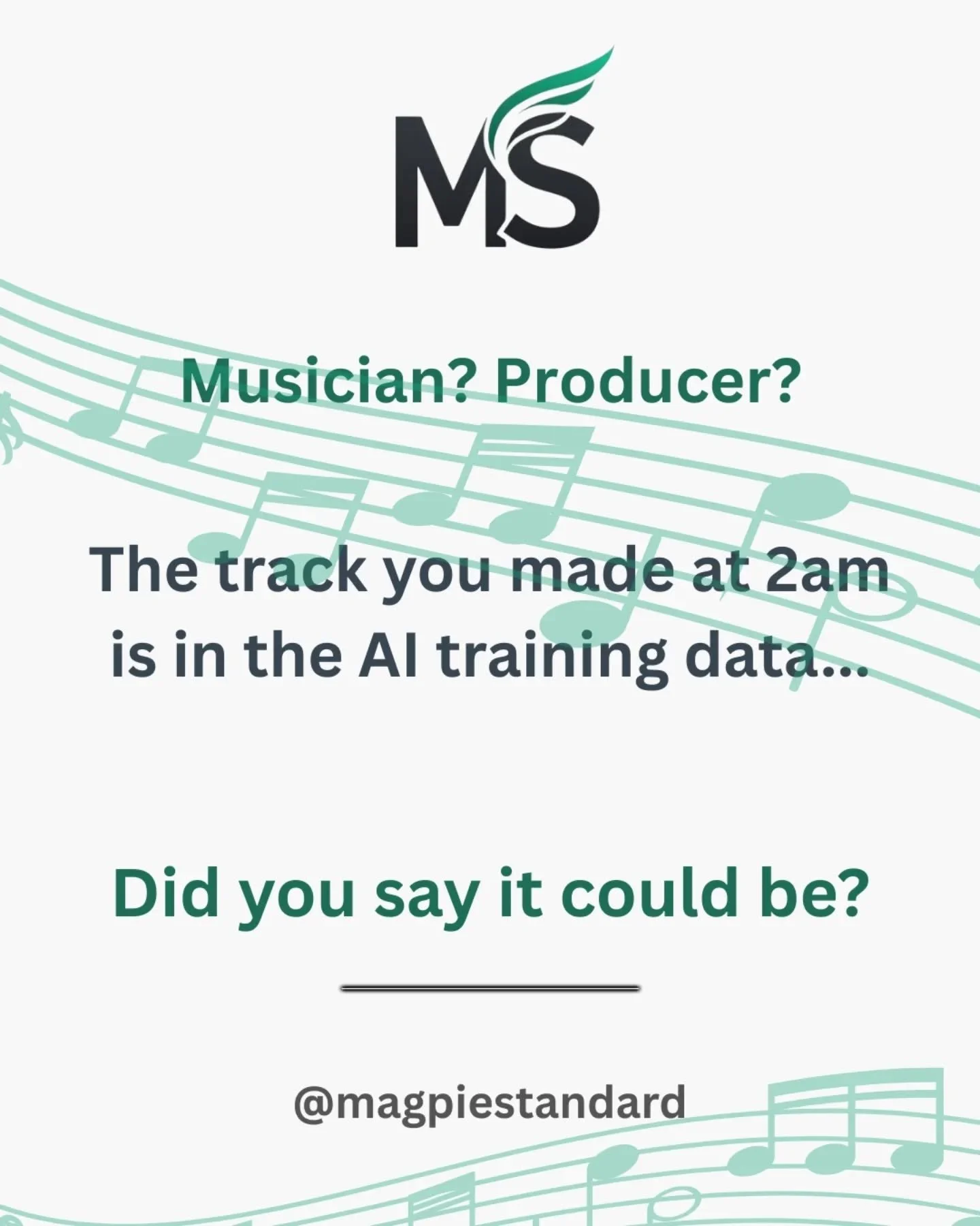 As a musician, did you know that an AI model can replicate your sound right now? Not inspired by you. Trained on you - the specific choices in your production, your mix, your style.

It learned that from your tracks. Without asking.

AI companies are