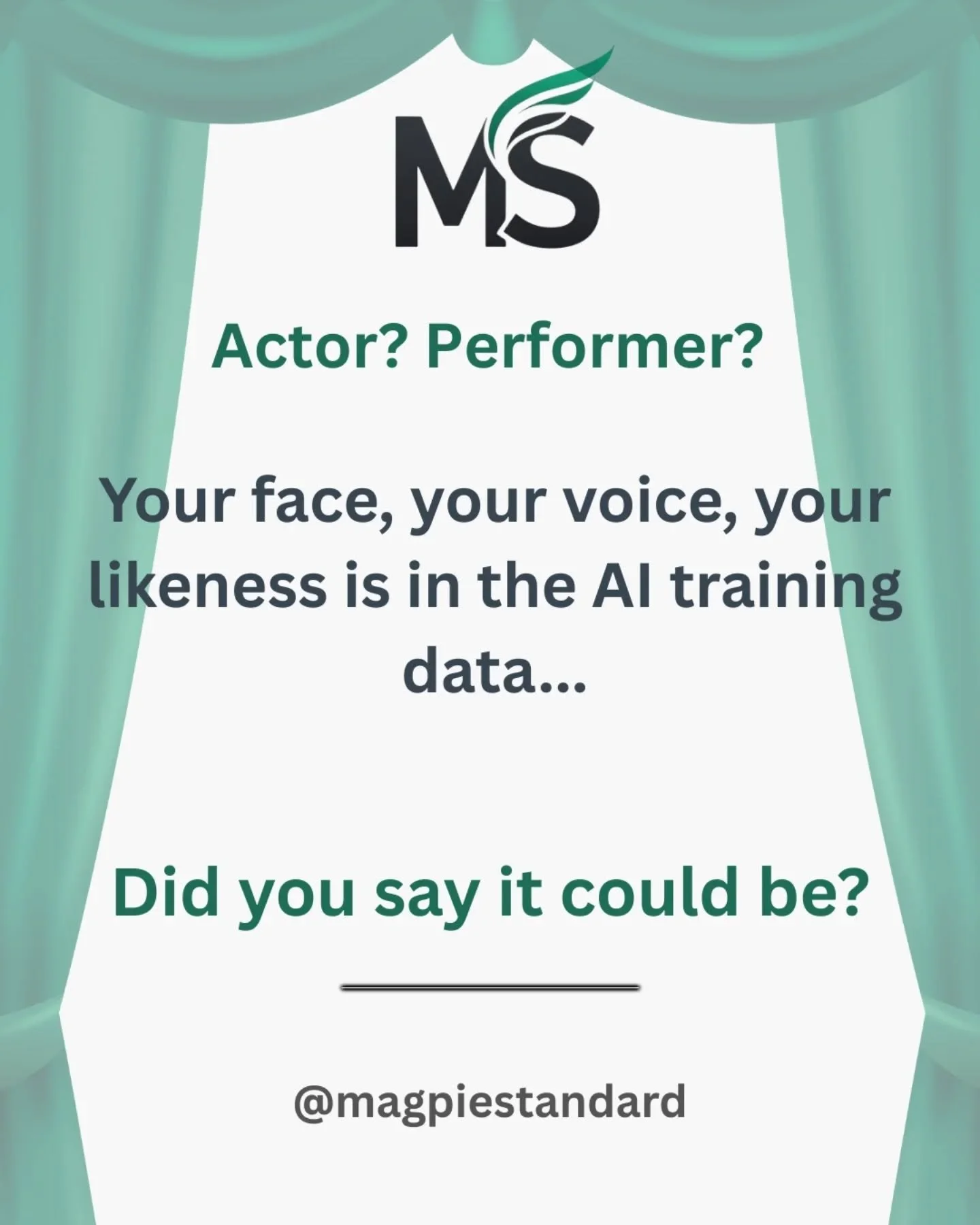 As a performer, did you know that your voice and likeness can be used to train AI models - legally, right now, without your consent?

Not a version of you. You. Your face, your voice, your likeness.

AI companies are starting to pay for what they use