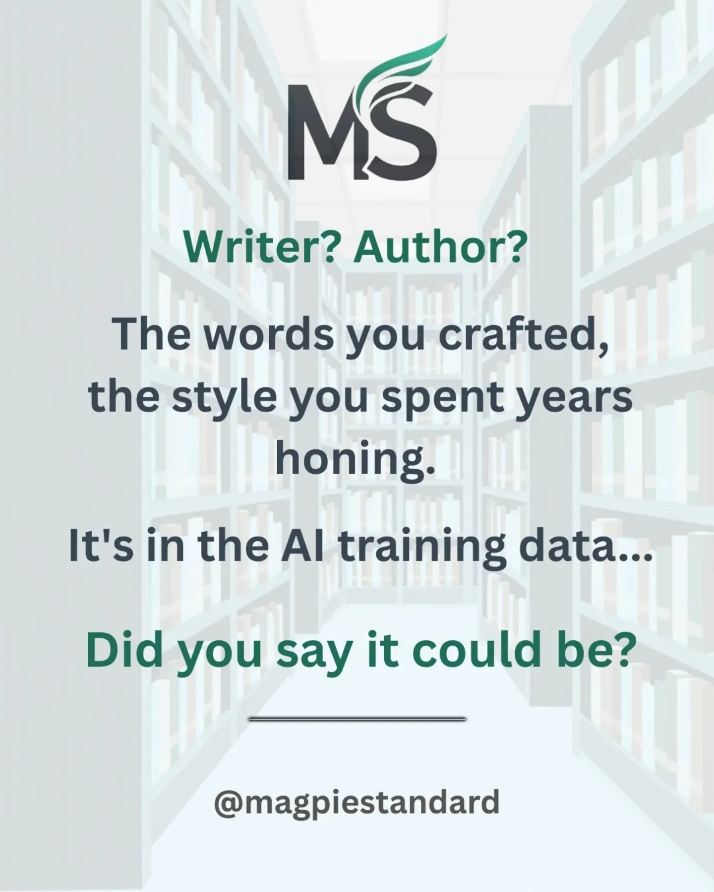 As a writer, did you know that your published work - books, articles, essays, poetry - has been used to train the large language models that now generate text in styles like yours?

You didn't consent. You weren't credited. You weren't paid.

AI comp