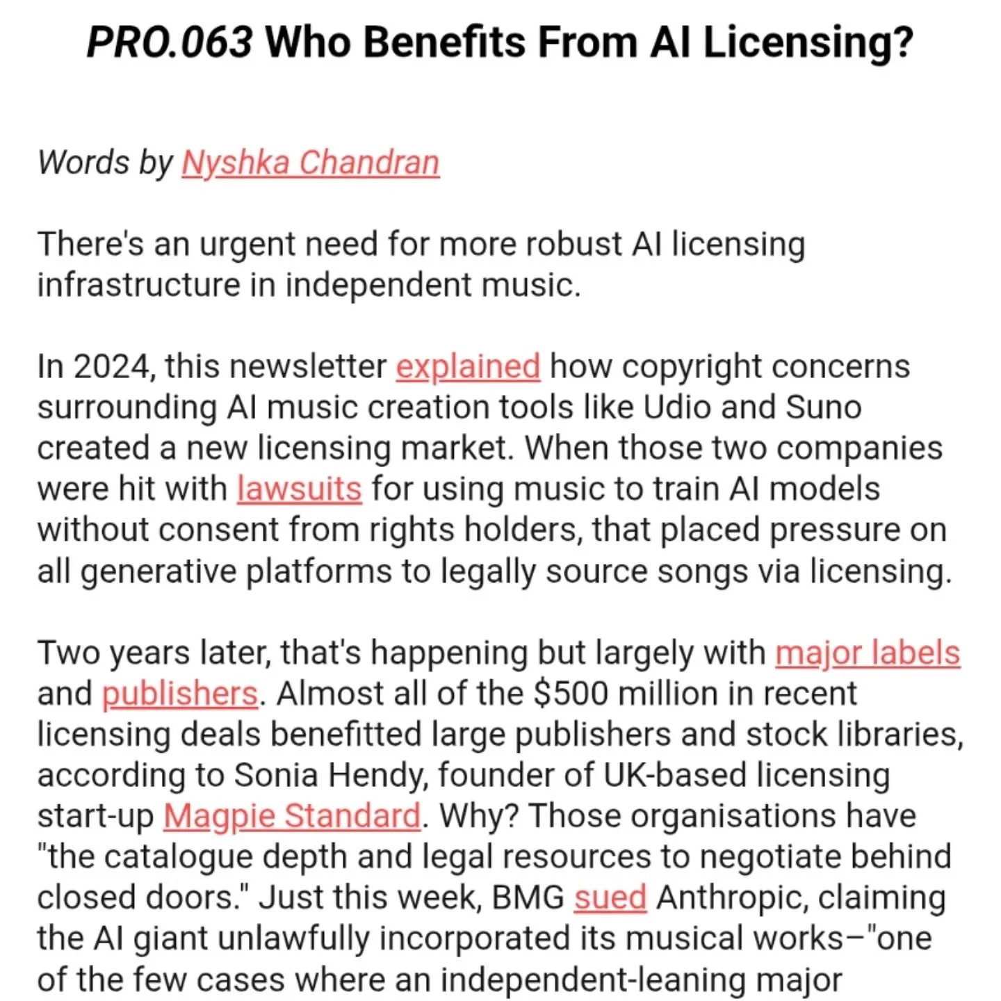 Absolutely delighted to have been able to contribute to @nyshkachandran 's insightful article in the @resident_advisor pro newsletter today - sign-up to their newsletter to have a proper read! 

#musiclicensing
#AIMusic
#magpiestandard