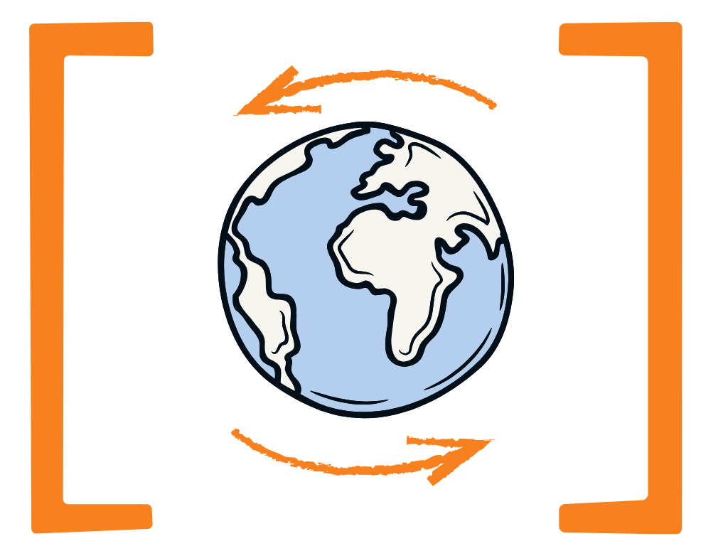 Illustration of the Earth with arrows indicating a cycle or rotation.