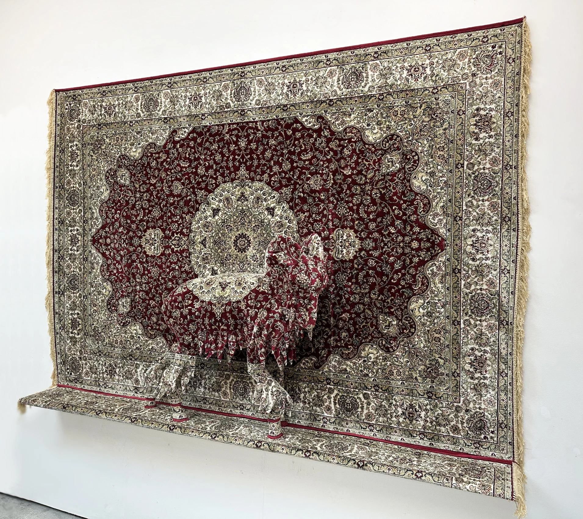  Arabian Tahr, view 2  
160 x 230 x 35cm 
Carpet and mixed media 
2024 (private collection, UAE)