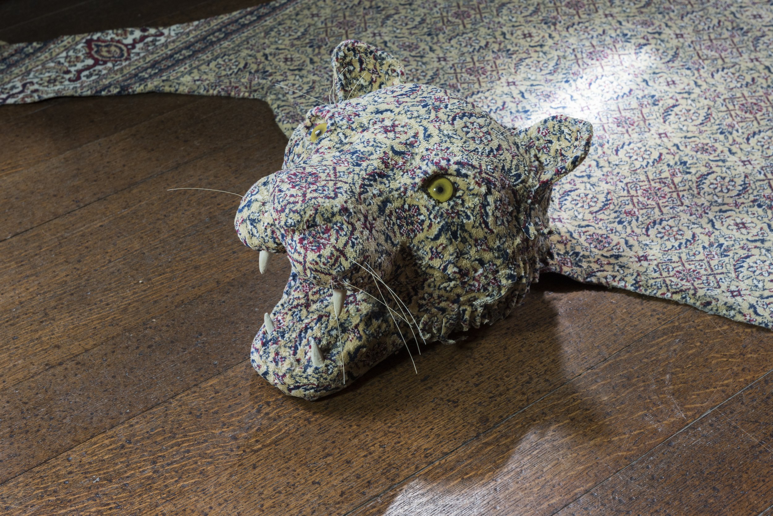  Persian Tiger  
Dimensions variable 
Carpet and mixed media 
2011 (Nottingham Castle Museum and Art
Gallery collection)
 Images of this/other pieces in Make Believe: 
Re-imagining History and Landscape 2013, Nottingham
Castle Museum and Art Gallery 