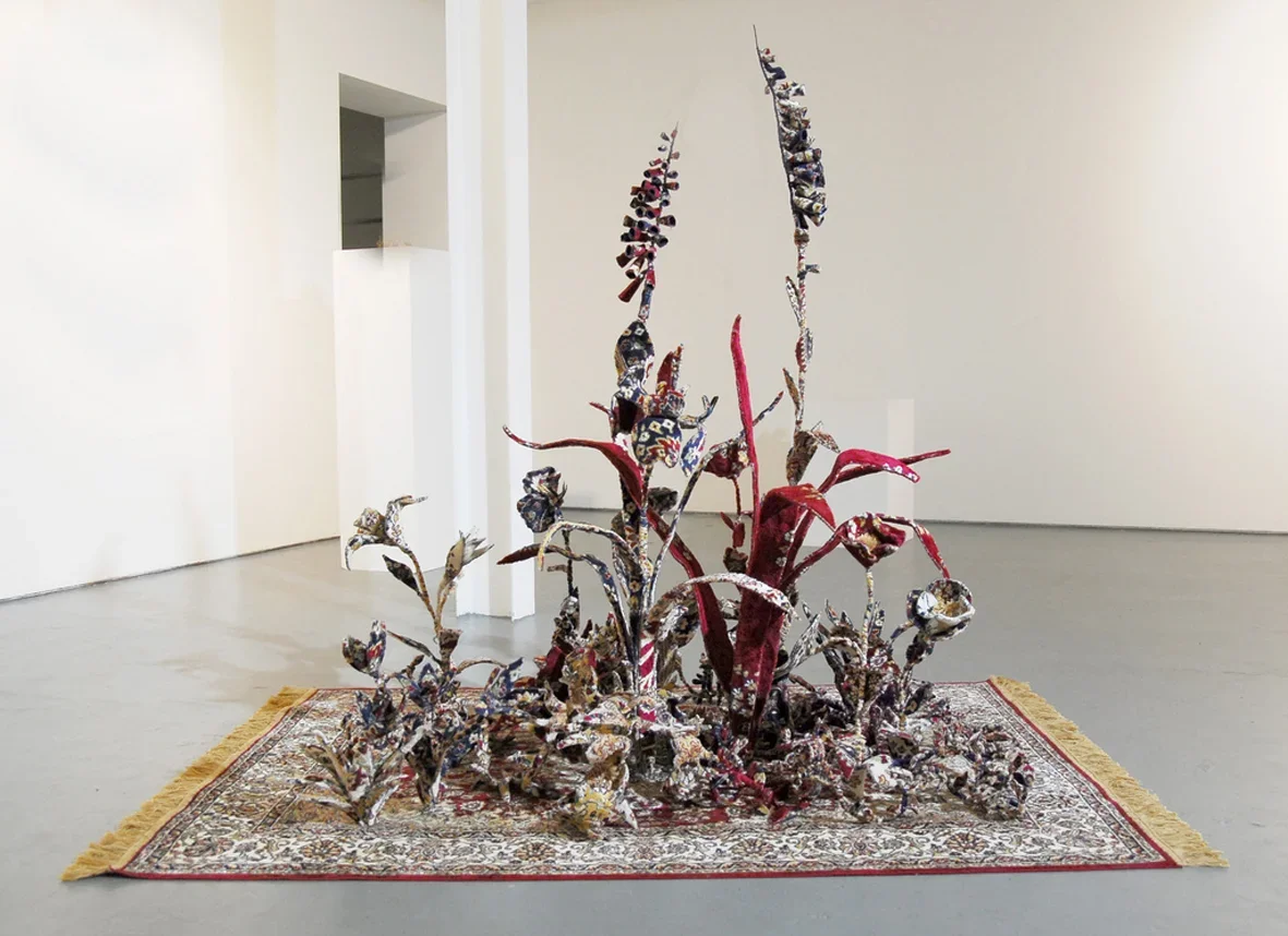 Secret Garden  171 x 118 x 146cm  Carpet, steel and mixed media 2010, shown installed at Pallant House Gallery, UK  
