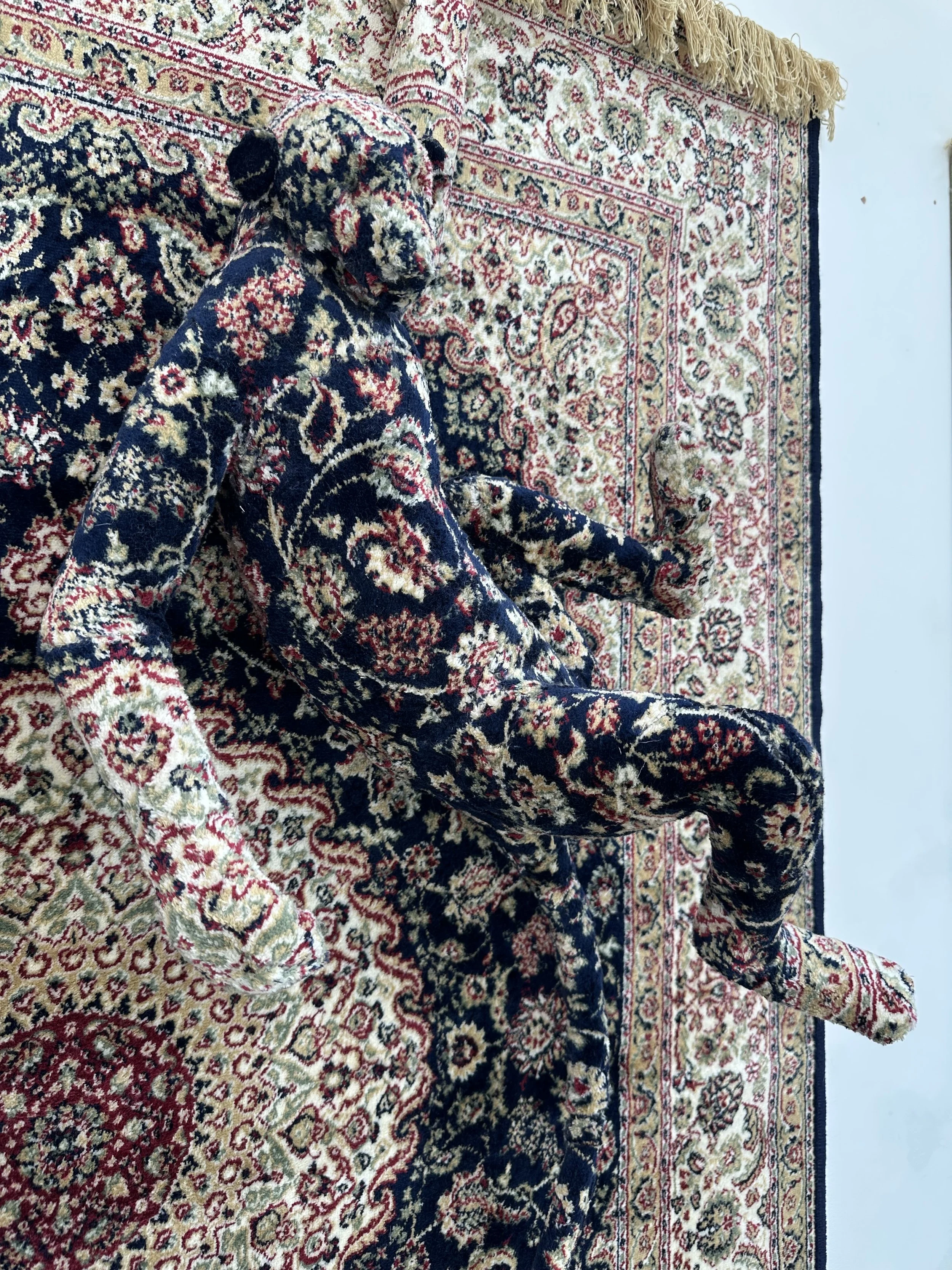  Blue Monkey  165 x 118 x 25cm  Carpet and mixed media 2025 (see next image for detail) 