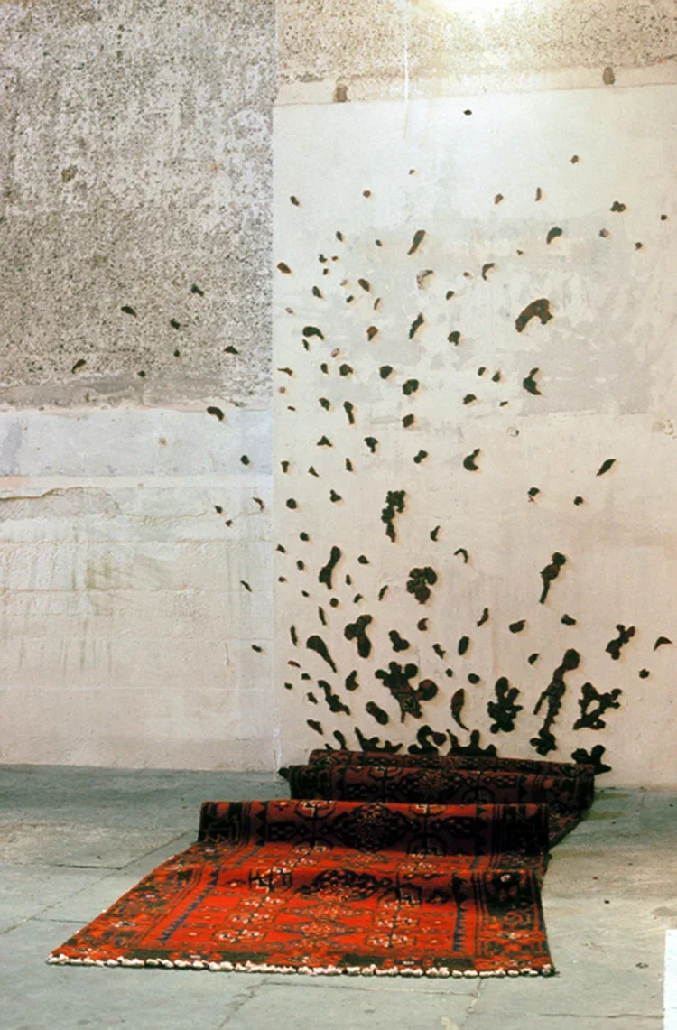  Tsunami  Dimensions variable  Carpet and mixed media 2006, shown installed at Dilston Grove, London 