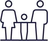 Line art icon of a family.