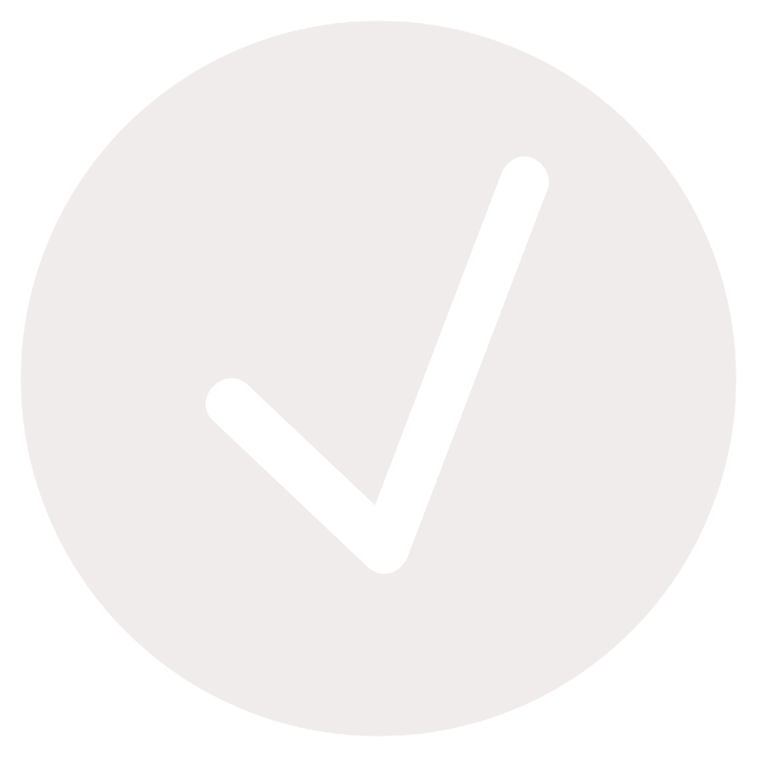 White checkmark icon inside a light gray circle with a black background.
