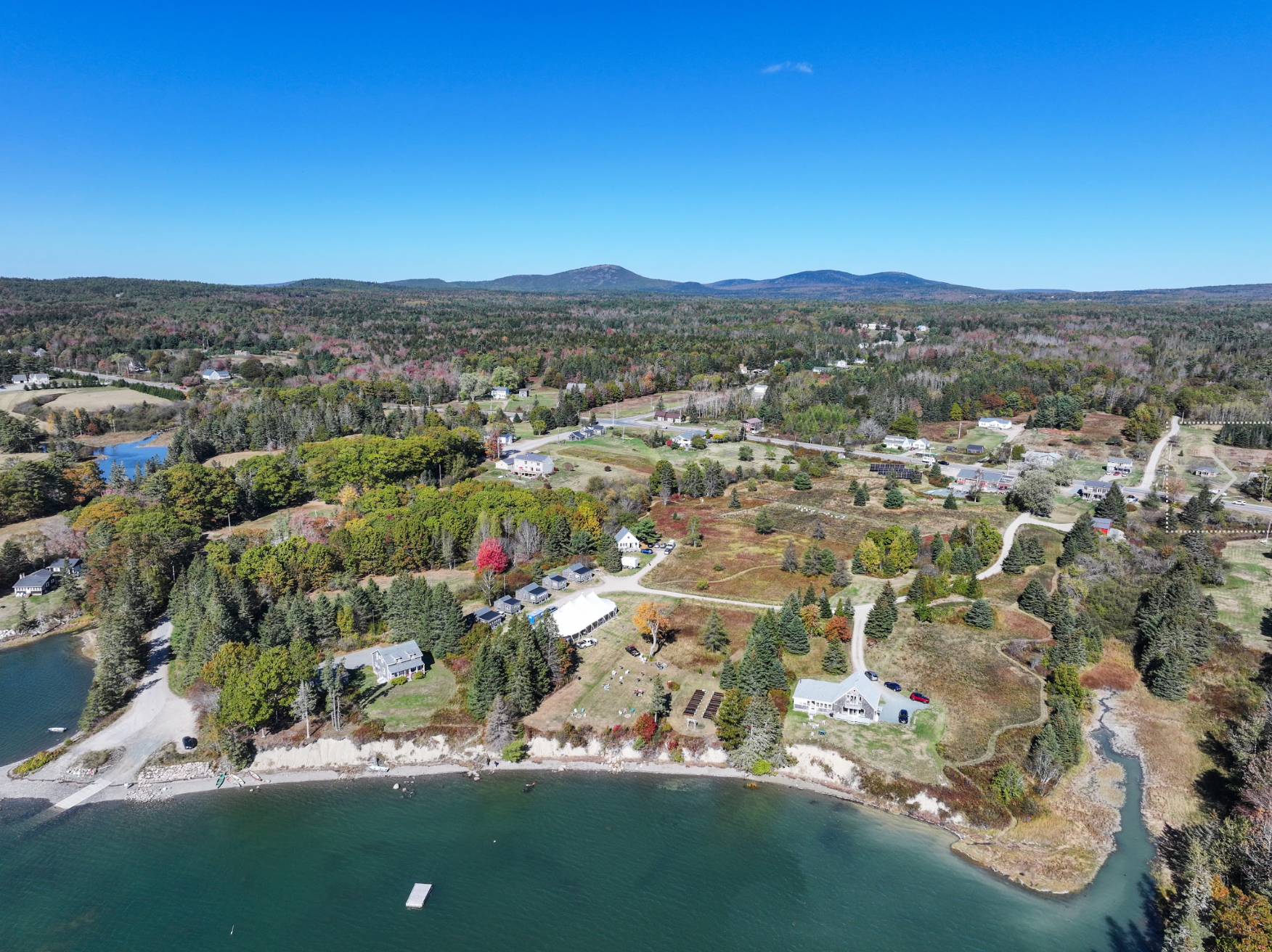 Water view from rustic cabin near Acadia National Park
