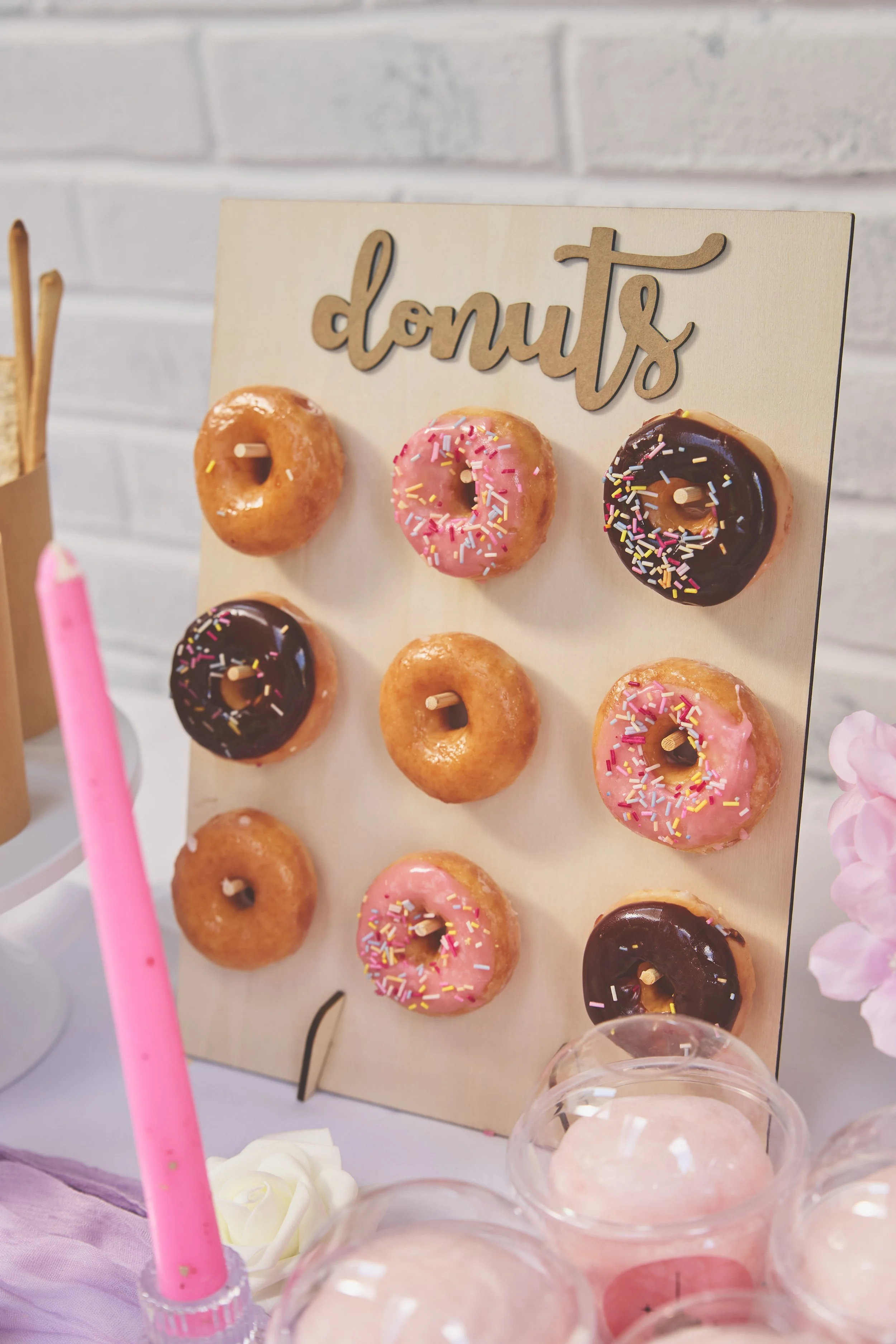 doughnut stand with candles