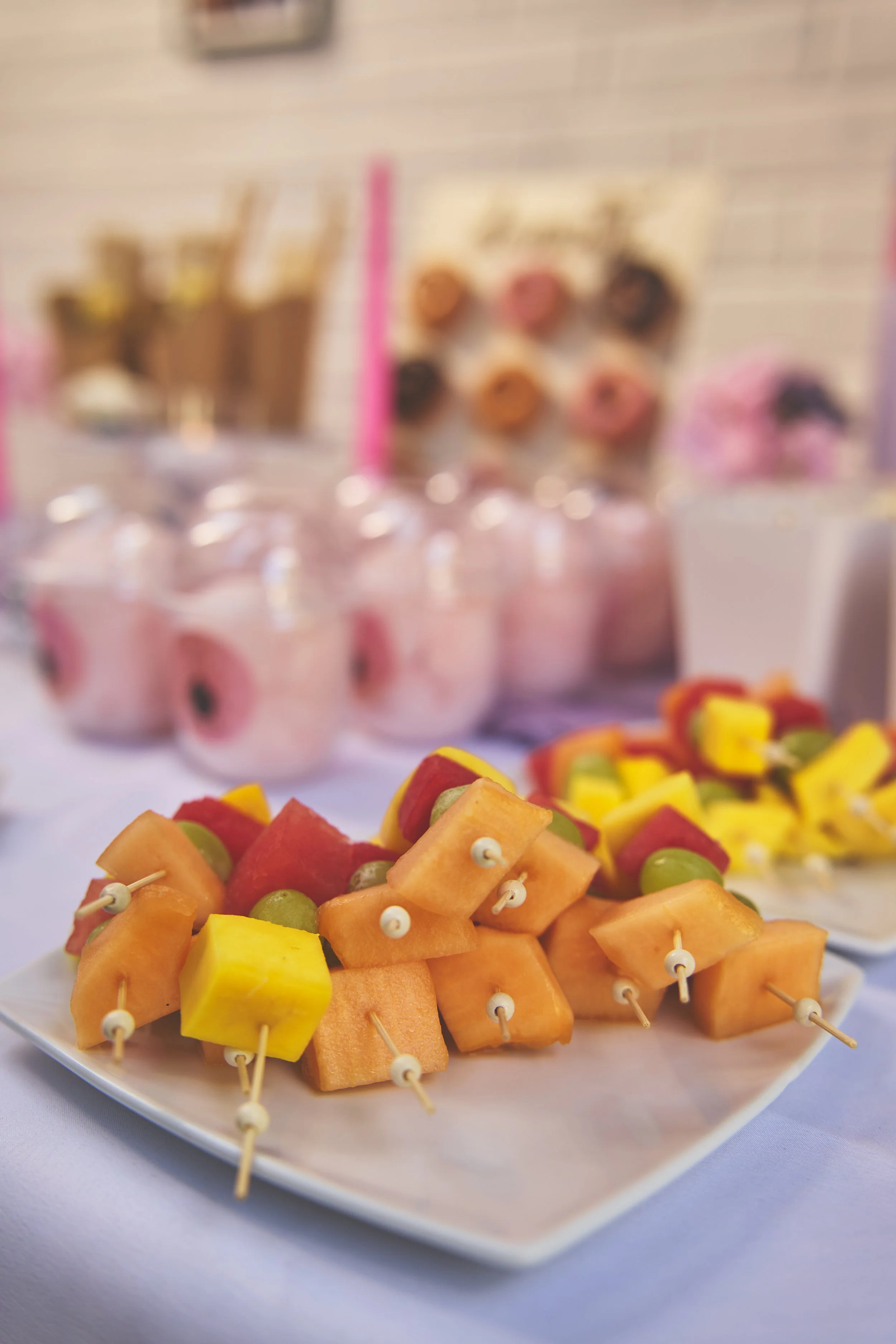 fruit sticks and candle floss