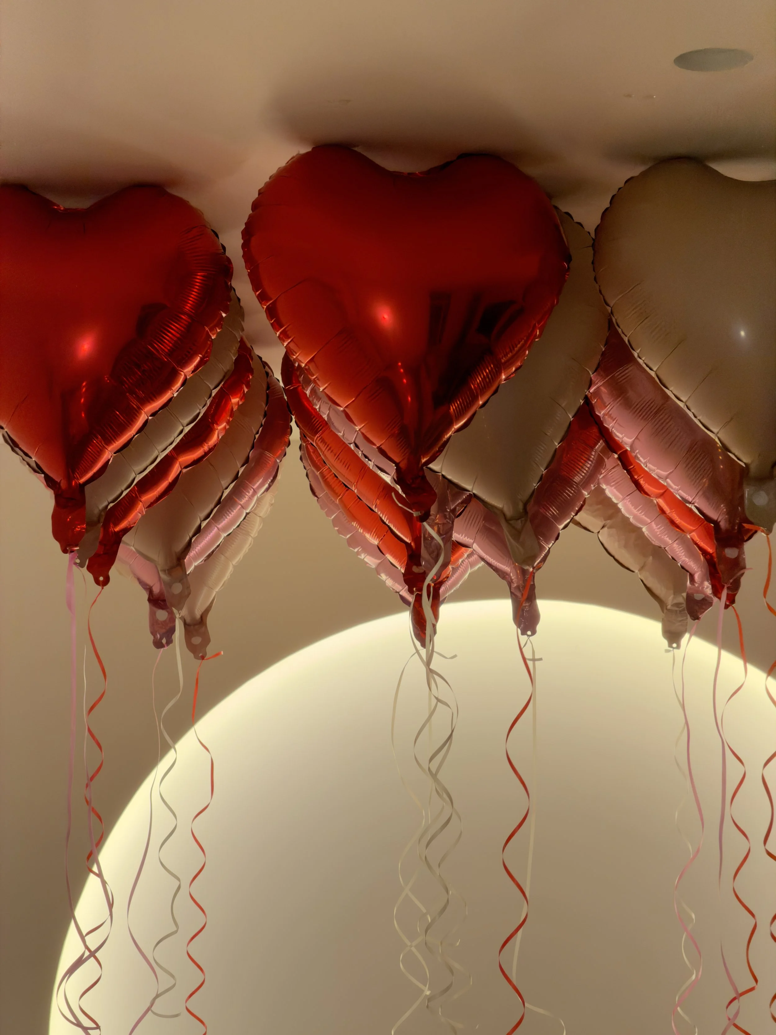 ceiling of heart balloons