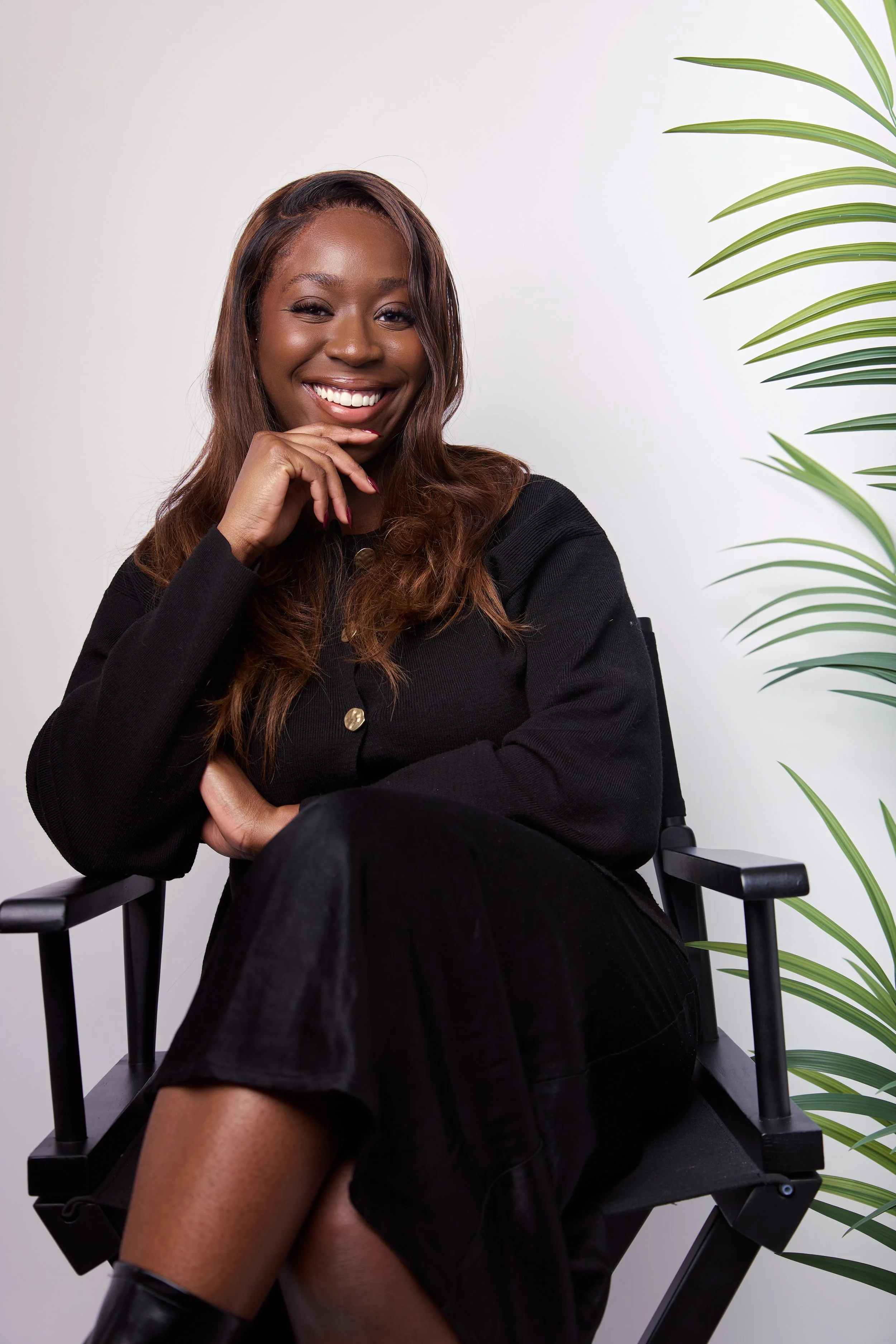 girl smiling with white background