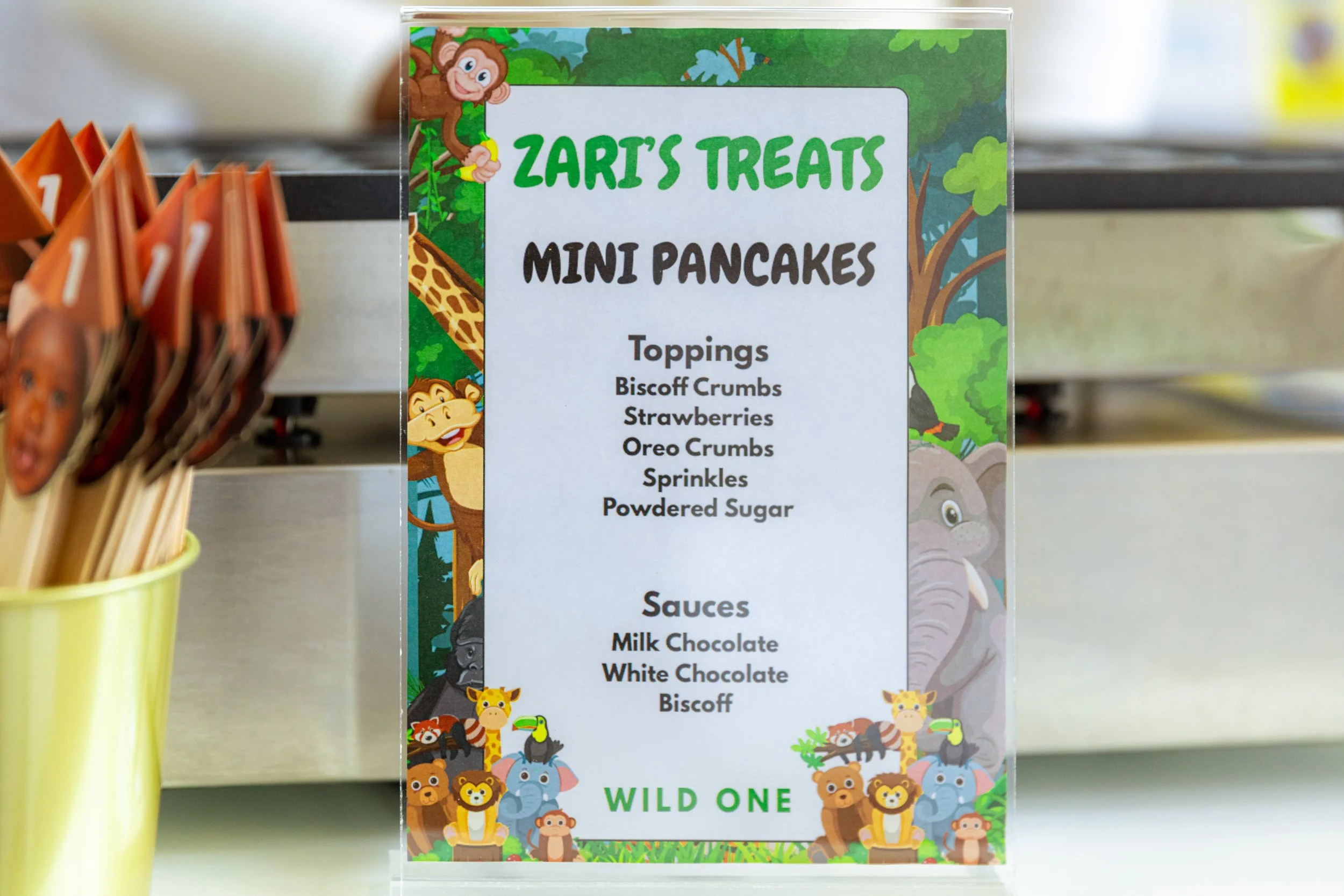 Personalised mini pancakes menu