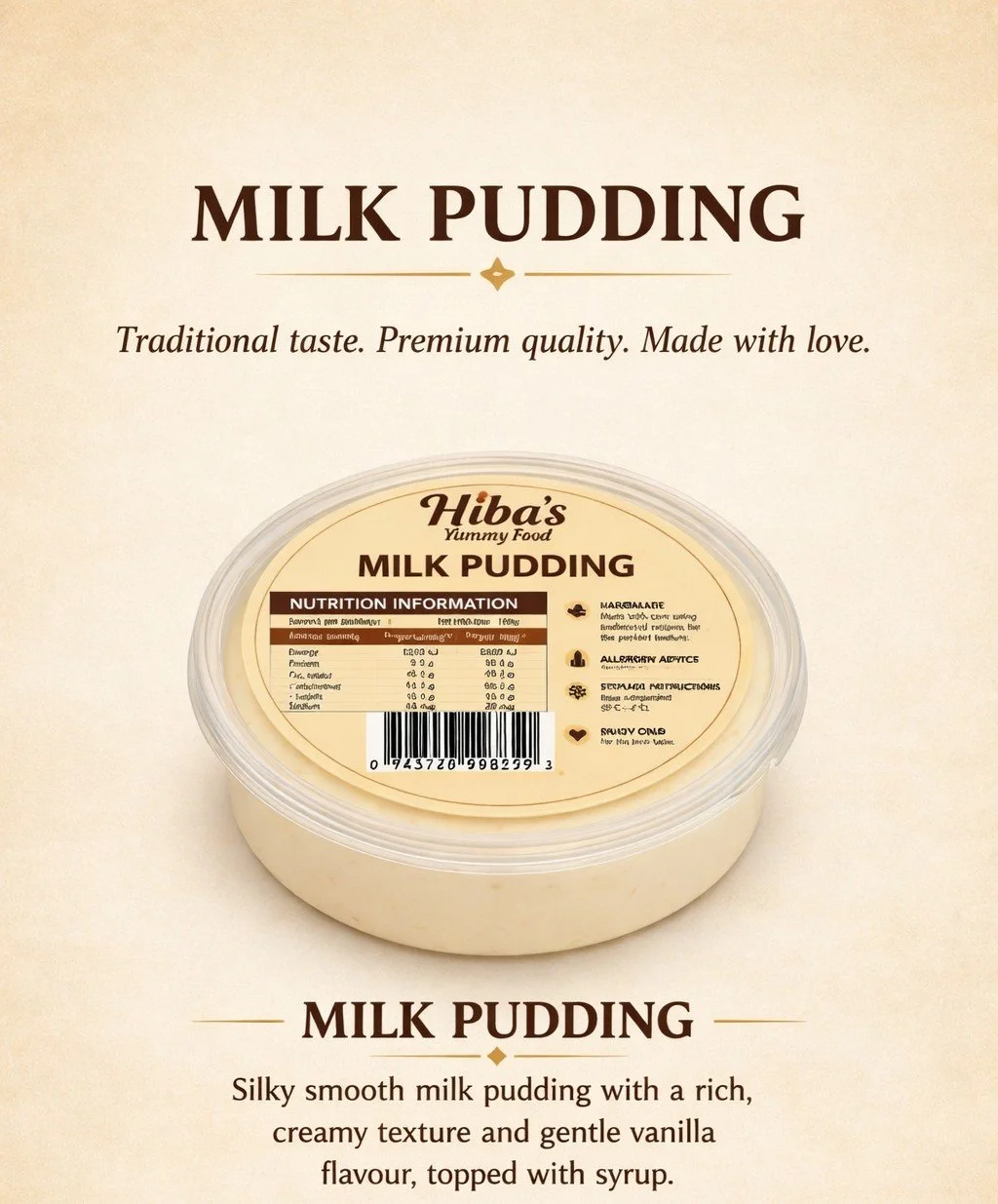 6 items of Hibas Milk Pudding with atar