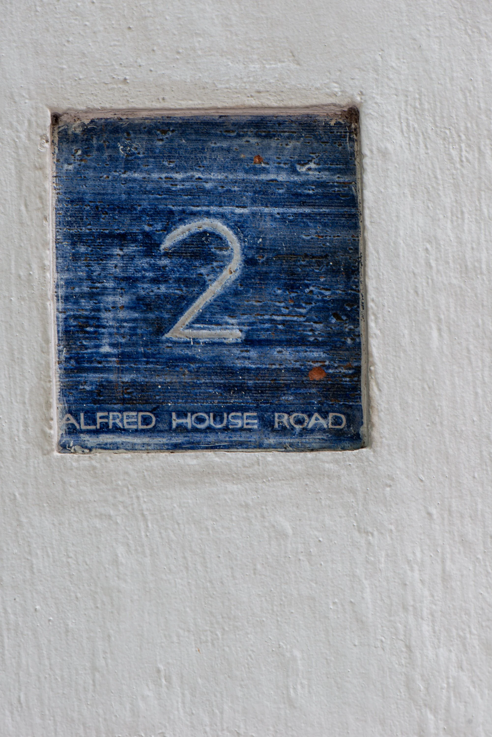 Ceramic house number tile reading “2 Alfred House Road”, Colombo, Sri Lanka