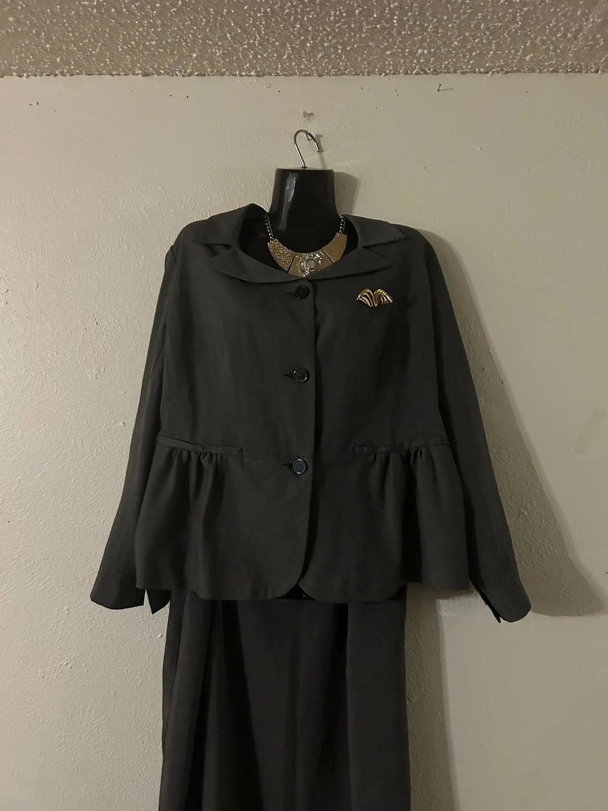 Elegant Black Peplum Suit Set