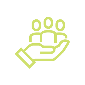 Person holding light bulb icon on green background