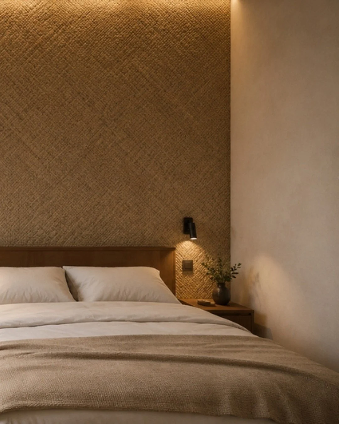 Een slaapkamer mag voelen als een plek waar de dag eindigt en rust begint.

Door natuurlijke materialen, warme tinten en een zorgvuldig lichtplan ontstaat een ruimte die uitnodigt om te ontspannen. In dit ontwerp voor een woning in Amsterdam vormen a