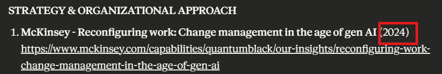 Result from Claude search highlighting the year 2024 while today is end of 2025