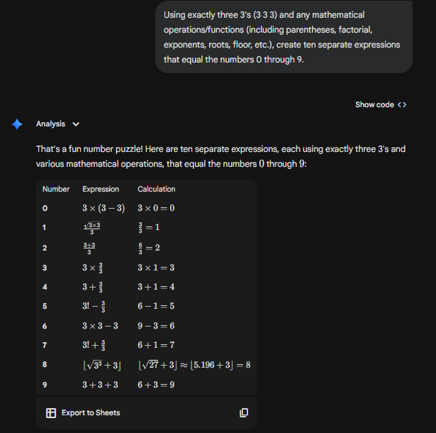 Google Gemini solution to the math puzzle