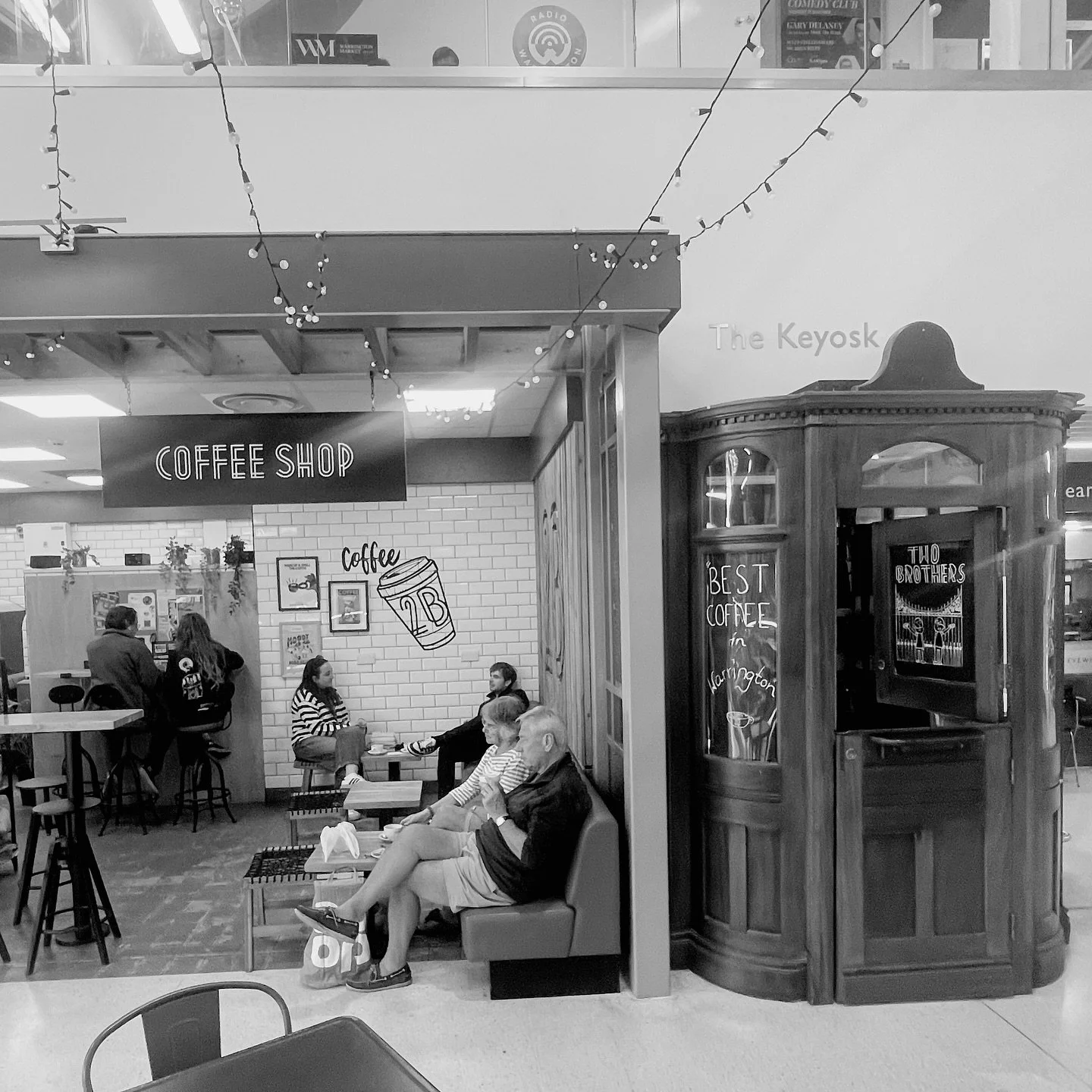 Coffee corner in @warringtonmkt featuring the restored ticket booth from the old Warrington baths. This relic from history is now used to rest our coffee after roasting, before it gets sent out to the shops for use.