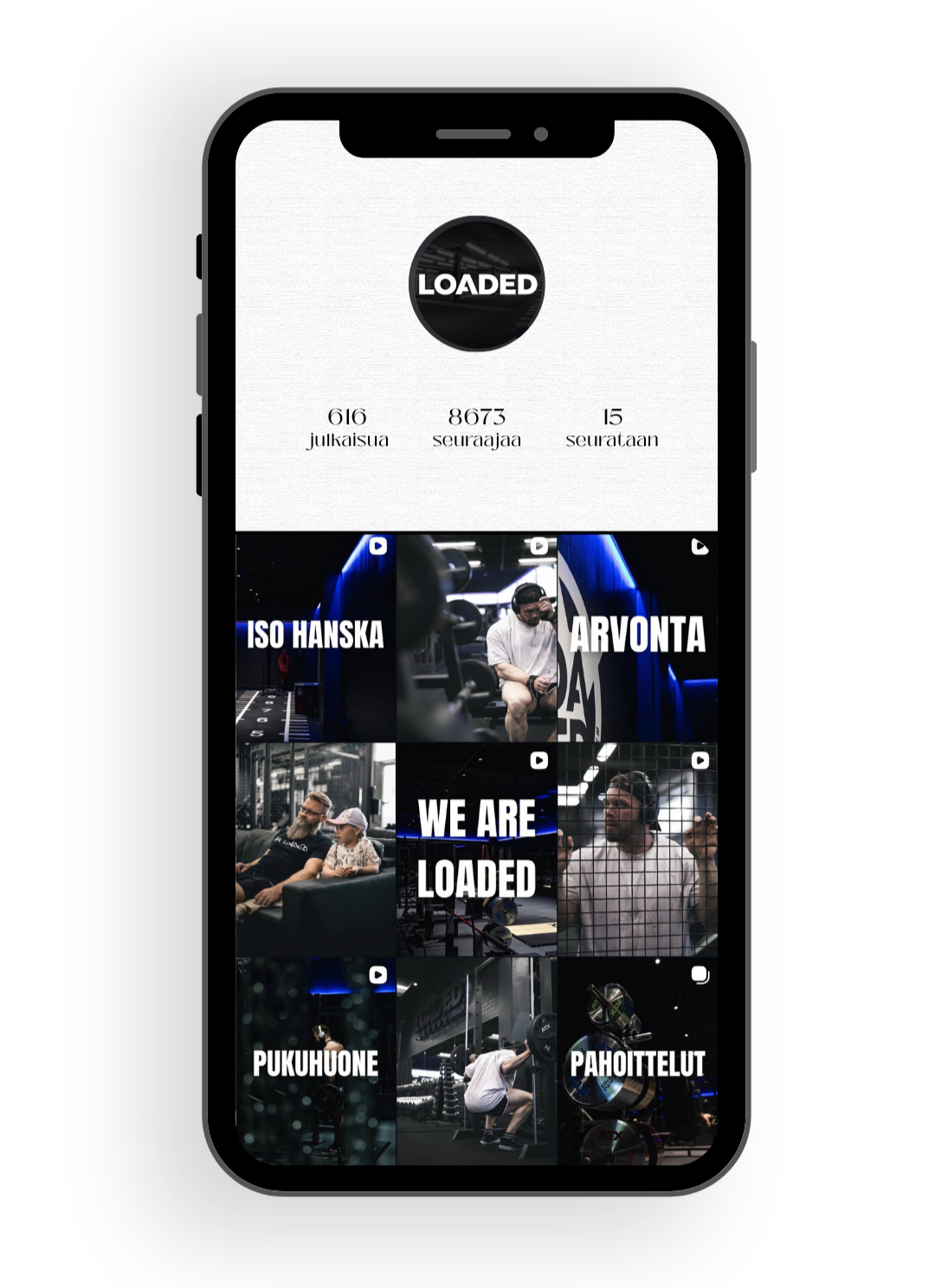 Loaded Gym Instagram-profiili — Namu Creationsin tuottama some-sisältö kasvatti tilin näyttökertoja miljooniin