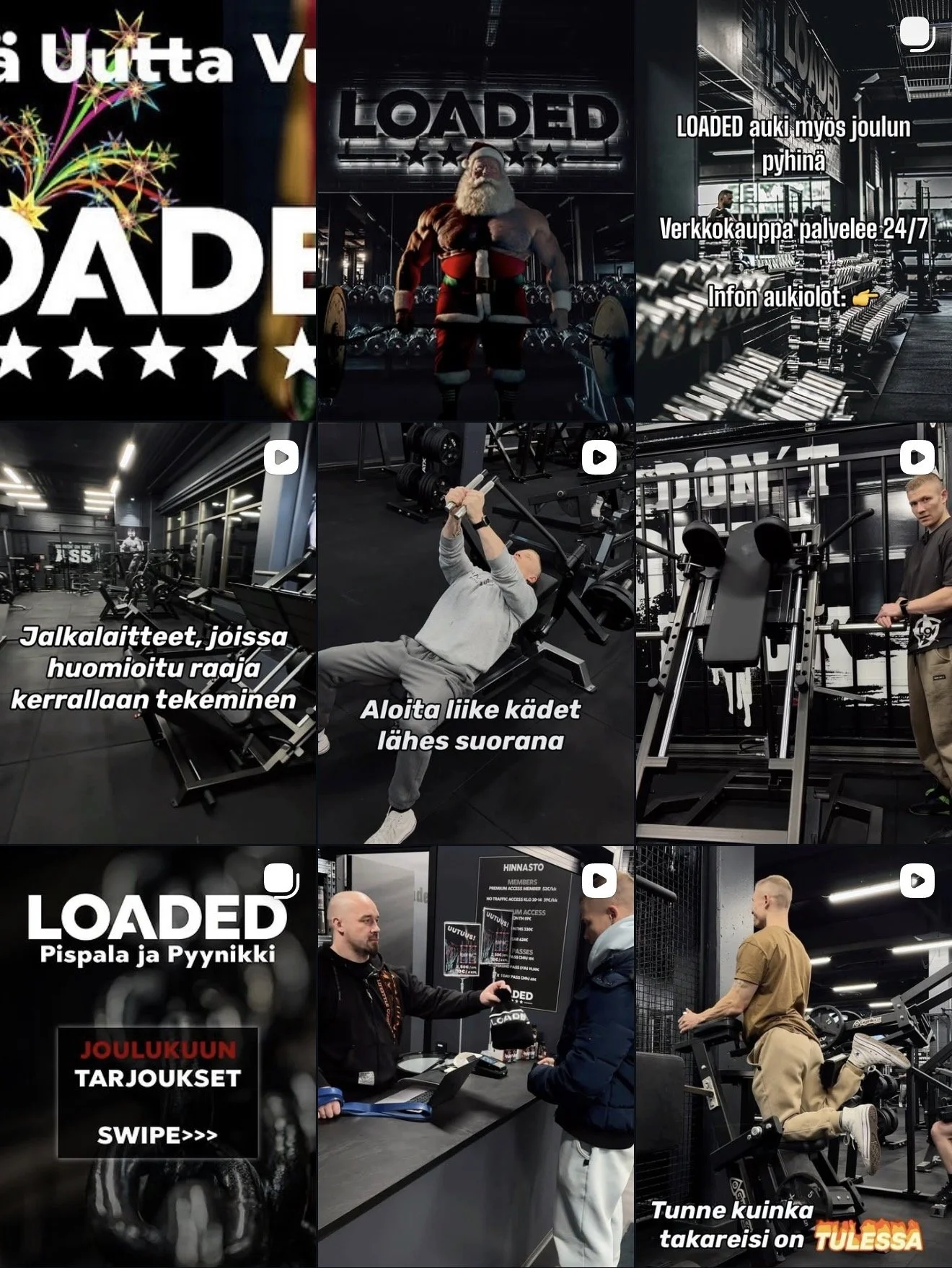 Loaded Gym Instagram feed ennen Namu Creationsin some-yhteistyötä