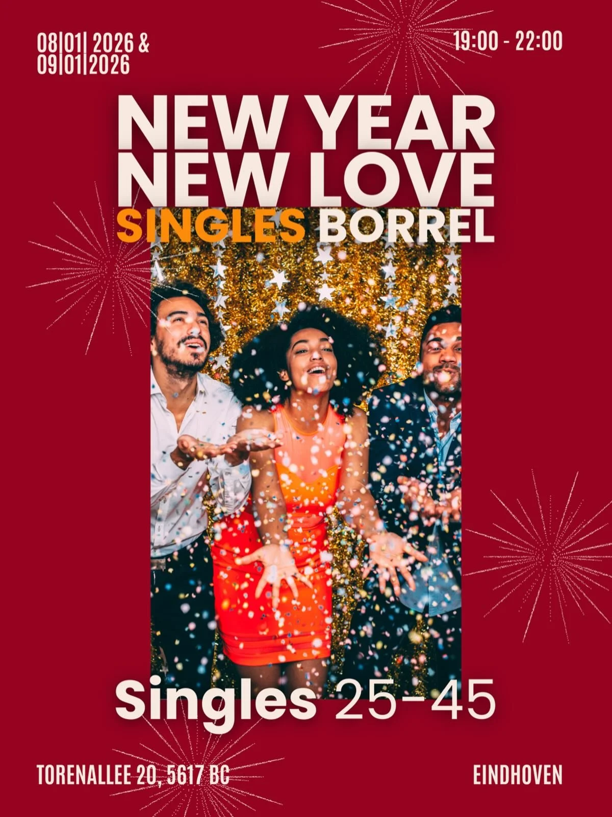 ✨NEW YEAR NEW LOVE✨🥂🎉

📅 Thursday and Friday, January 8th &amp; 9th, 2026
📍Videolap, Strijp-S - Eindhoven
⏰ 19:00 - 22:00 u
🎟️ EARLY BIRD TICKETS SOLD OUT!
Regular tickets now for sale! &euro;24,99

Ticket link in bio✨💕

For singles 25-45 who a