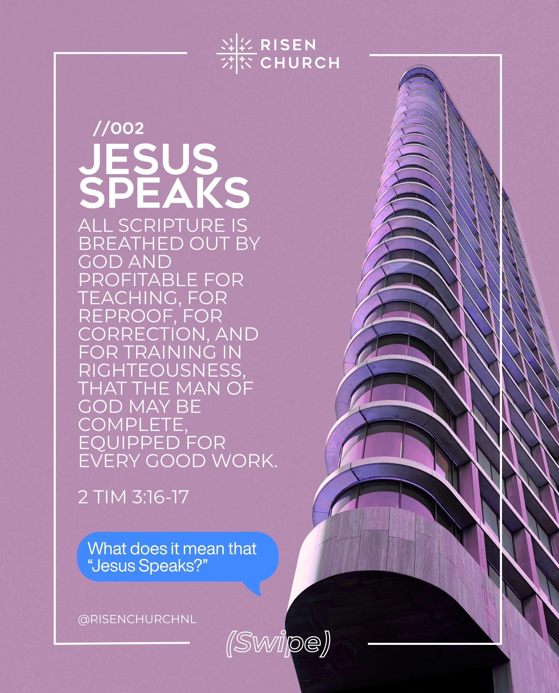 002 // JESUS SPEAKS

We&rsquo;re surrounded by voices telling us who we should be, what we should want, and what will make life meaningful.

We believe there is a voice worth building our lives around and that voice belongs to Jesus. Jesus speaks. Th