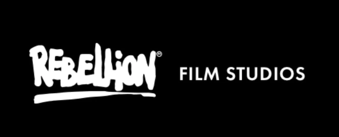 Rebelion Film Studios logo in black and white with stylized text.