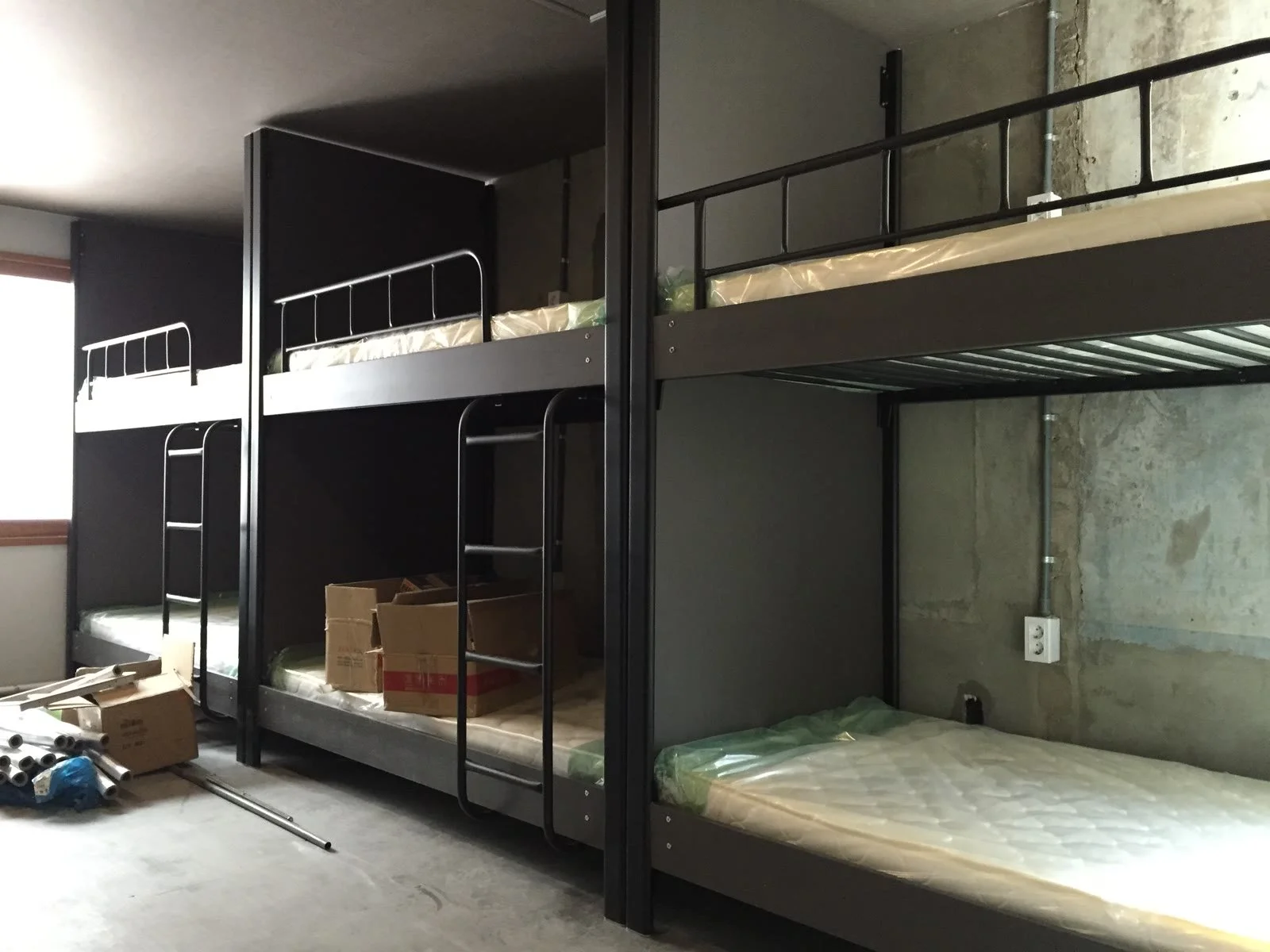 Dormitory with steel bunk beds