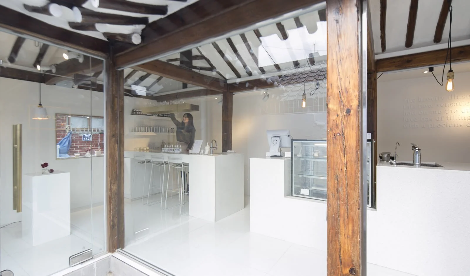 View across the shop toward the glass front