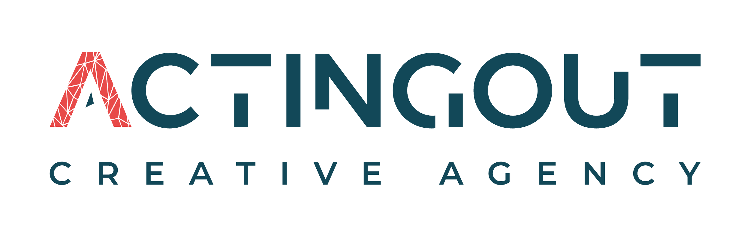 Logo di Accinous Creative Agency con testo e simbolo stilizzato in rosso e blu.