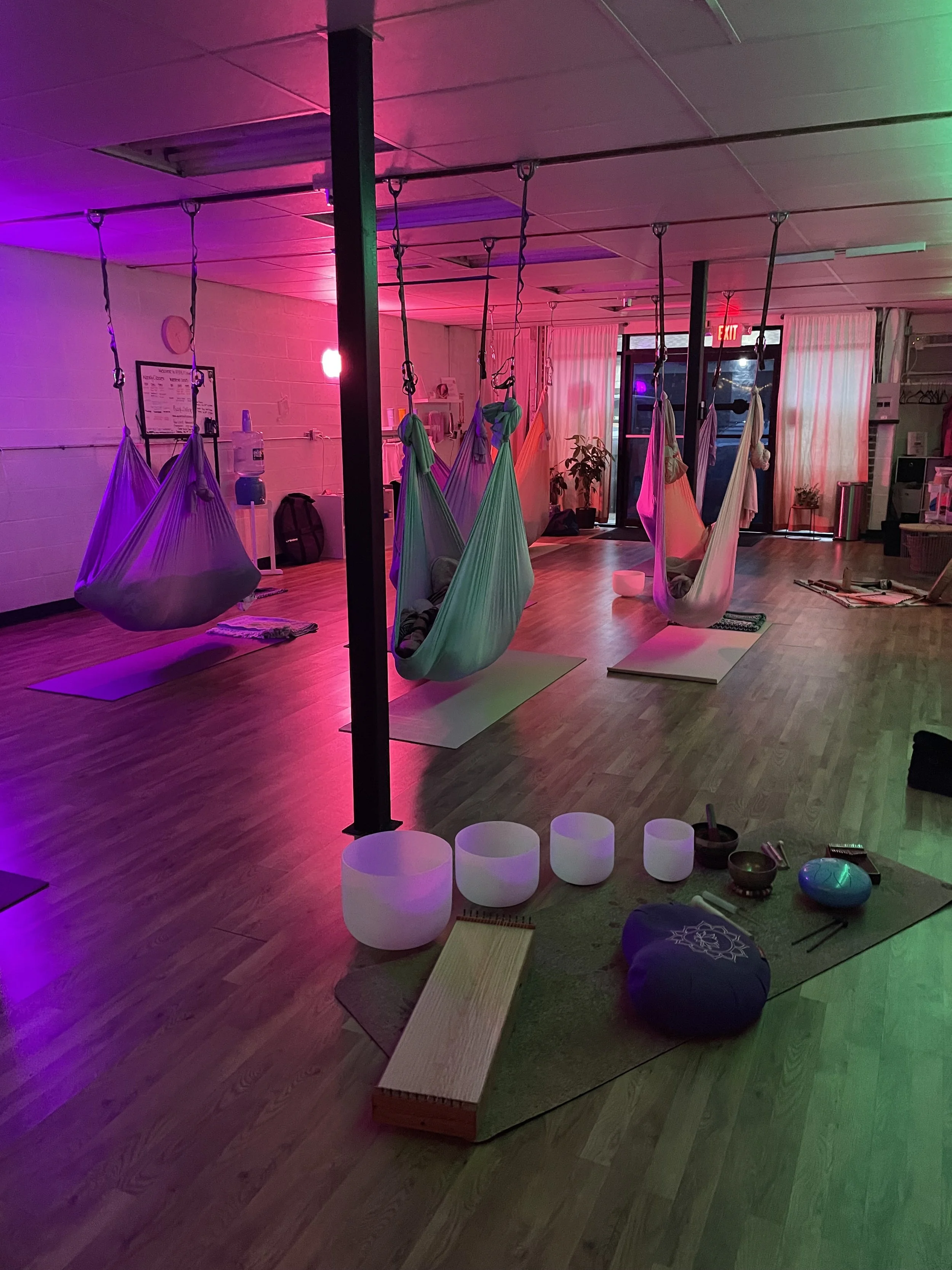 Aerial hammock Sound Meditation at Life in balance yoga in hanover  - Fall Equinox Theme