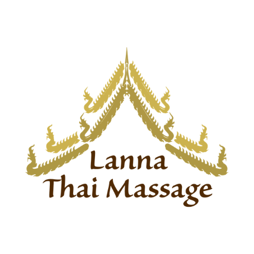 Logo for Lanna Thai Massage featuring a gold Thai-style temple roof.