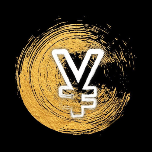 Lofo for YEN Cuisine Japonaise, with black background, symbol in Japanese, and a gold circular design.