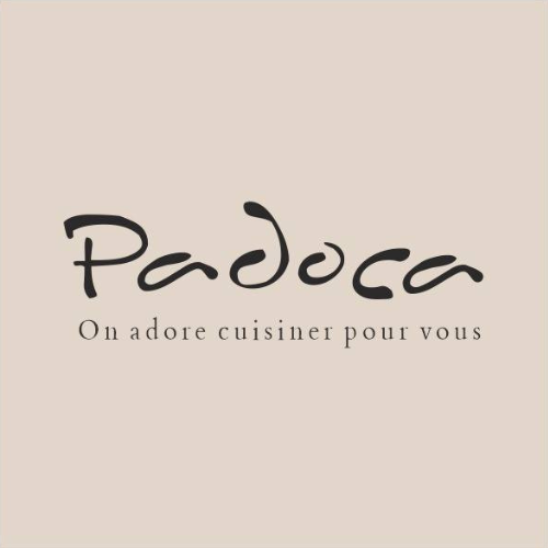 Logo for Padoca and the phrase 'On adore cuisiner pour vous' in French.
