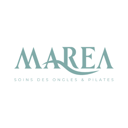 Logo for Marea with the text "Soins des Ongles & Pilates" underneath.