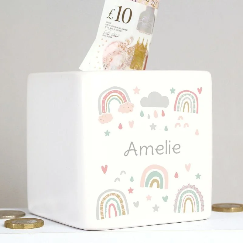 Personalised Rainbow Money Box